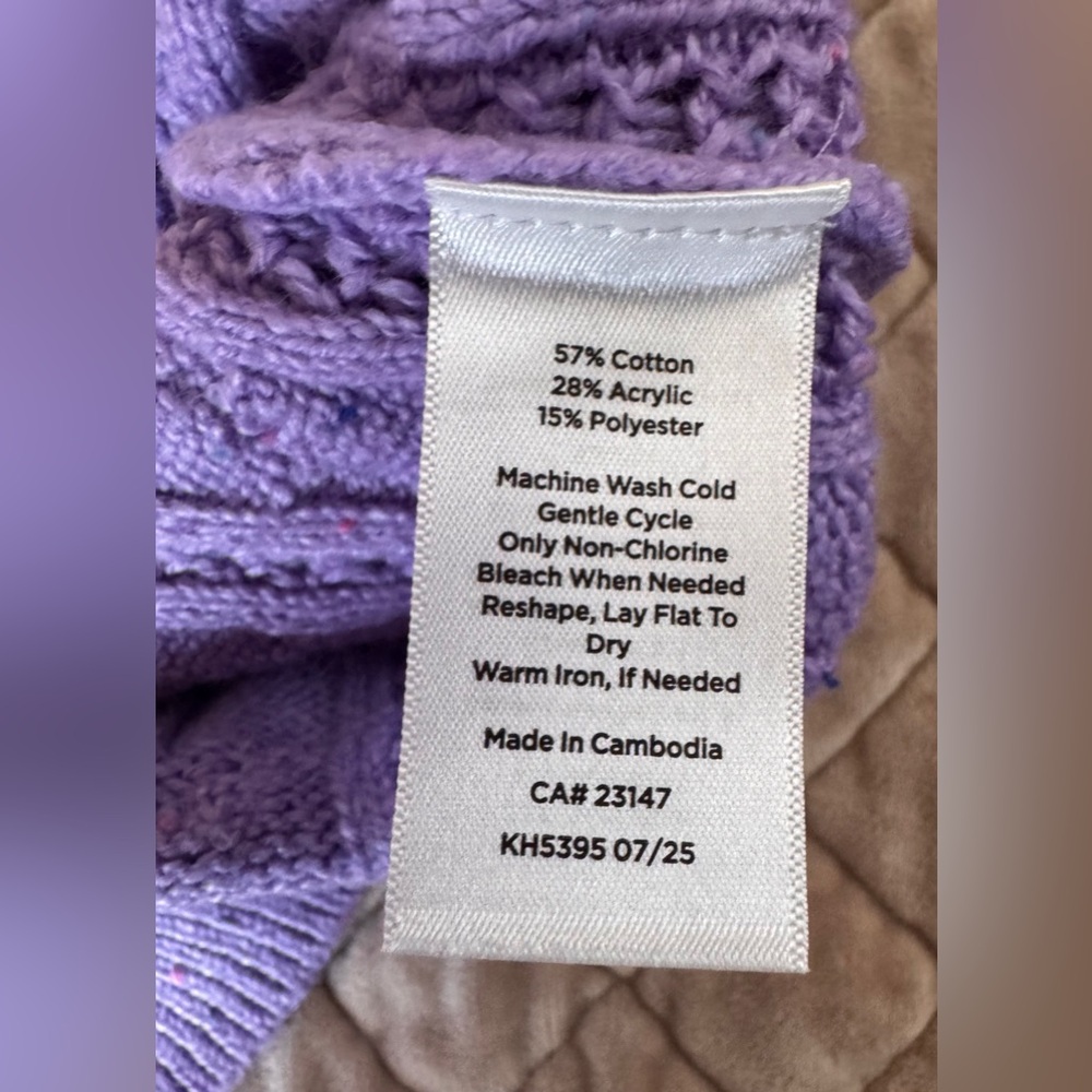 Talbots Women’s Medium Lavender Cable Knit Sweater NWT Cottagecore Cozy Chic - Picture 7 of 11